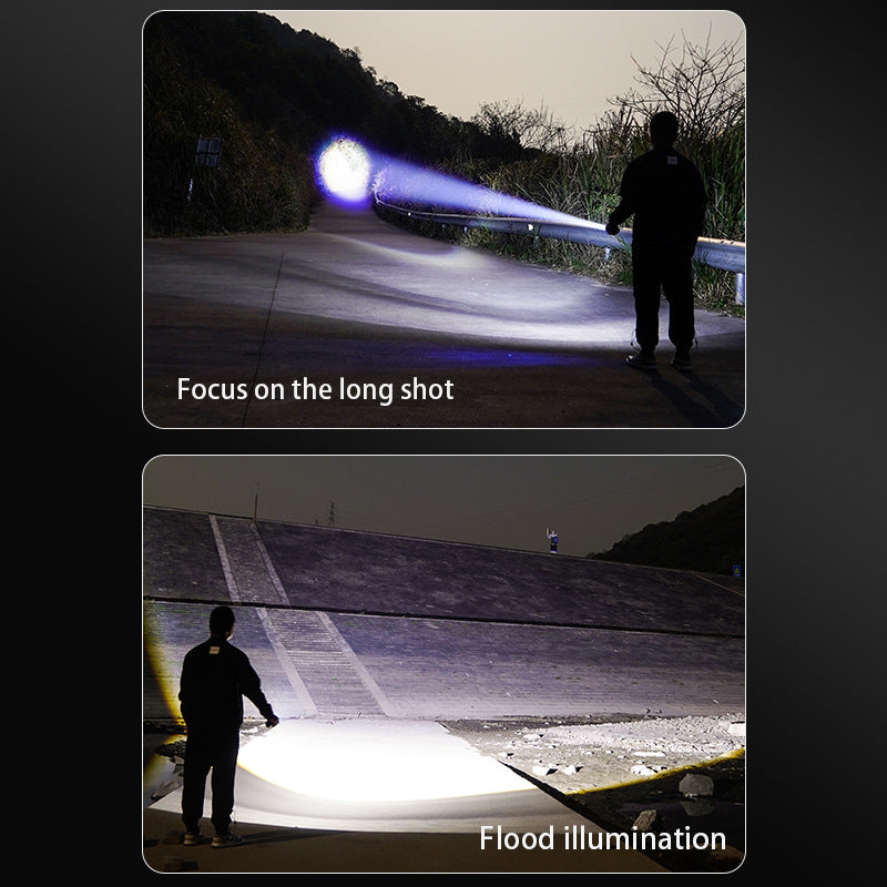 Cross-border hot-selling super long-range white laser flashlight, household outdoor charging portable digital display emergency led flashlight