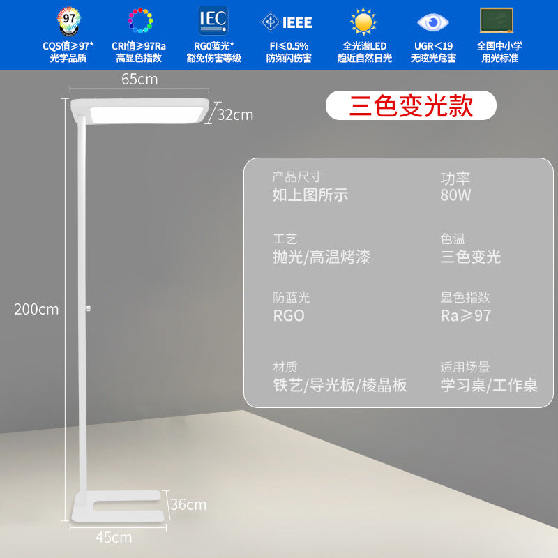 Full spectrum floor lamp - eye-care study light for kids' study room, reading, homework, and desk use