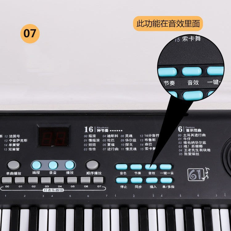Dropshipping new children's electronic digital screen 61-key musical instrument toy electronic keyboard piano - playable & rechargeable
