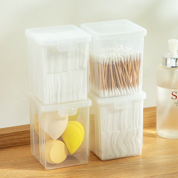 Cotton swab eyelash cosmetics storage box Nail art jewelry cotton pad storage box Transparent INS beauty blender storage box