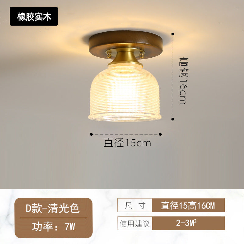 Walnut color new Chinese ceiling light corridor entrance balcony entry light personalized solid wood cloakroom Chinese lighting