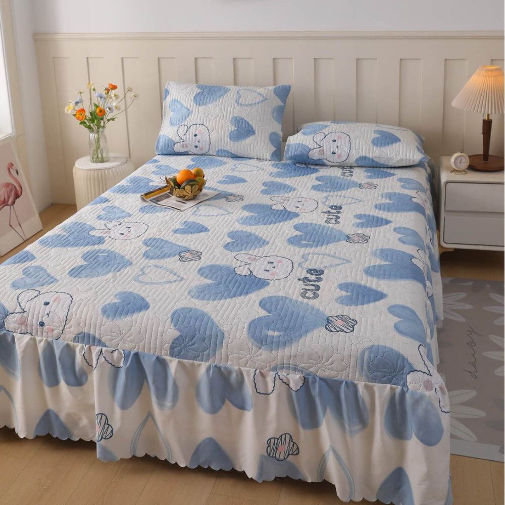 2026 amazon quilted bed skirt bedspread heightened double anti-static breathable mattress simmons bedspread three-piece set