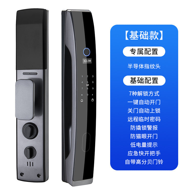 3d face recognition smart lock for home security - anti-theft door fingerprint lock with peephole viewer, video intercom, and password function