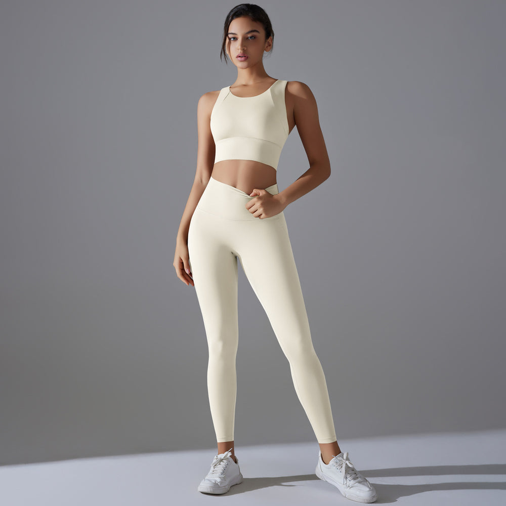 New arrivalpure color free underwear fixed cup beautiful back sports yoga suit tight high elastic fitness antibacterial yoga clothes
