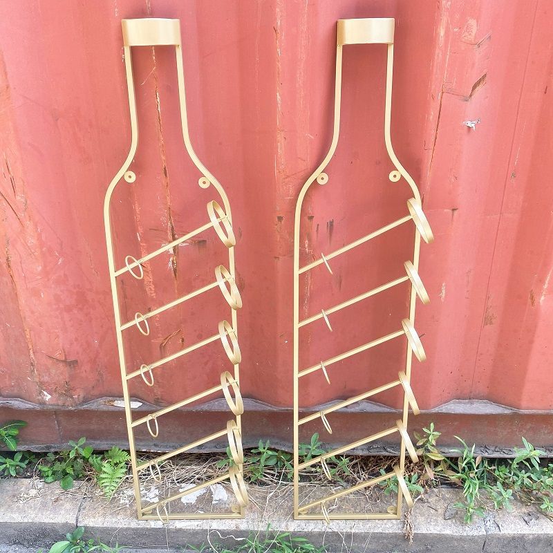 American industrial style iron hanging wine rack - bar, home, living room, bar counter, wall-mounted wine rack, wine storage
