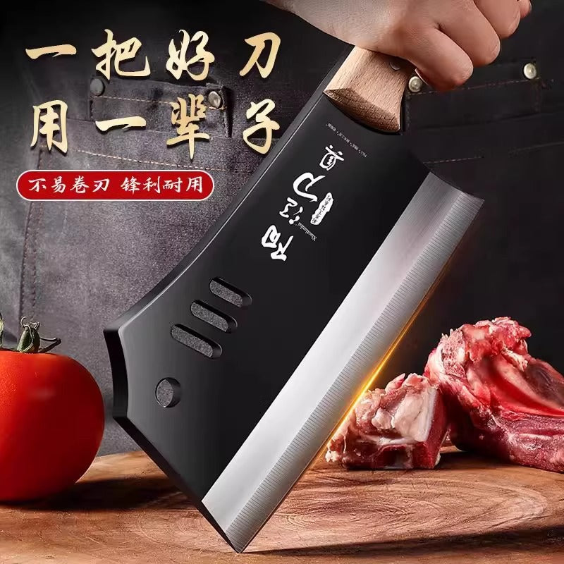 Hand-forged chopping and slicing knife, dual-purpose kitchen knife for home use. sharp, self-sharpening, ideal for slicing, dicing, and meat cutting. this cleaver is also sharpenable