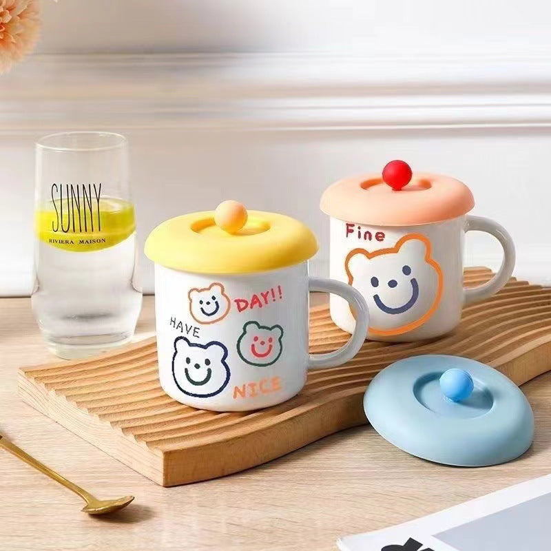 Creative silicone cup lid universal round dustproof ceramic teacup water cup accessories cute cartoon mug lid
