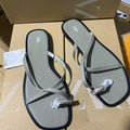 One-word buckle elegance sandals for women 2024 summer new arrival lady elegant street style toe flats european station preppy style