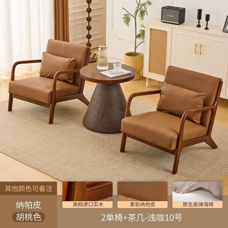 Balcony tea table and chair combination small apartment one table and two chairs household solid wood simple three-piece set reading and drinking tea cp