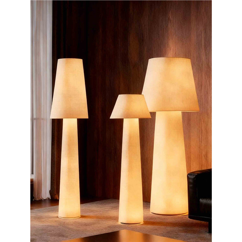 Wabi-sabi style all-over luminous large floor lamp, cream style living room, sofa, b&b atmosphere, bedroom fabric lighting