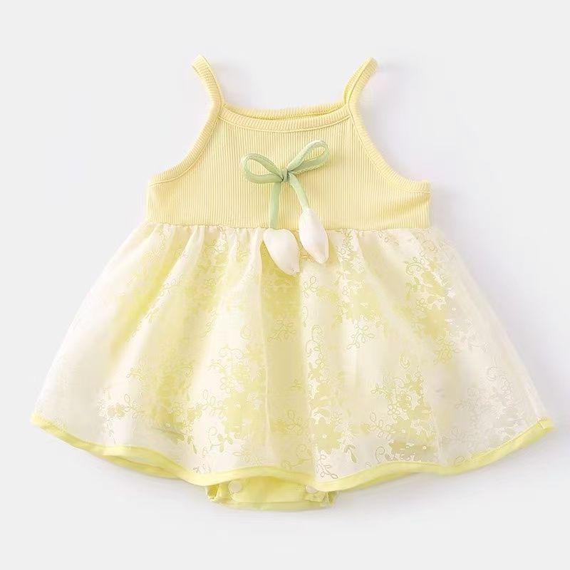 Baby summer thin clothes baby girl super cute princess skirt hundred days banquet outwear sleeveless dress trendy