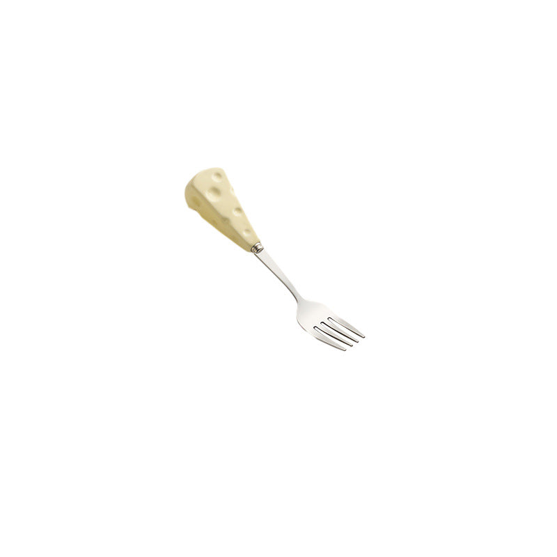 Platform carefully selected creative ceramic cheese handle knife, fork and spoon, high-looking kids stainless steel fork and spoon, western food knife wholesale