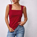 cross-border summer square neck tank top - slim fit, ruched waist, figure-flattering, versatile sleeveless top with unique design