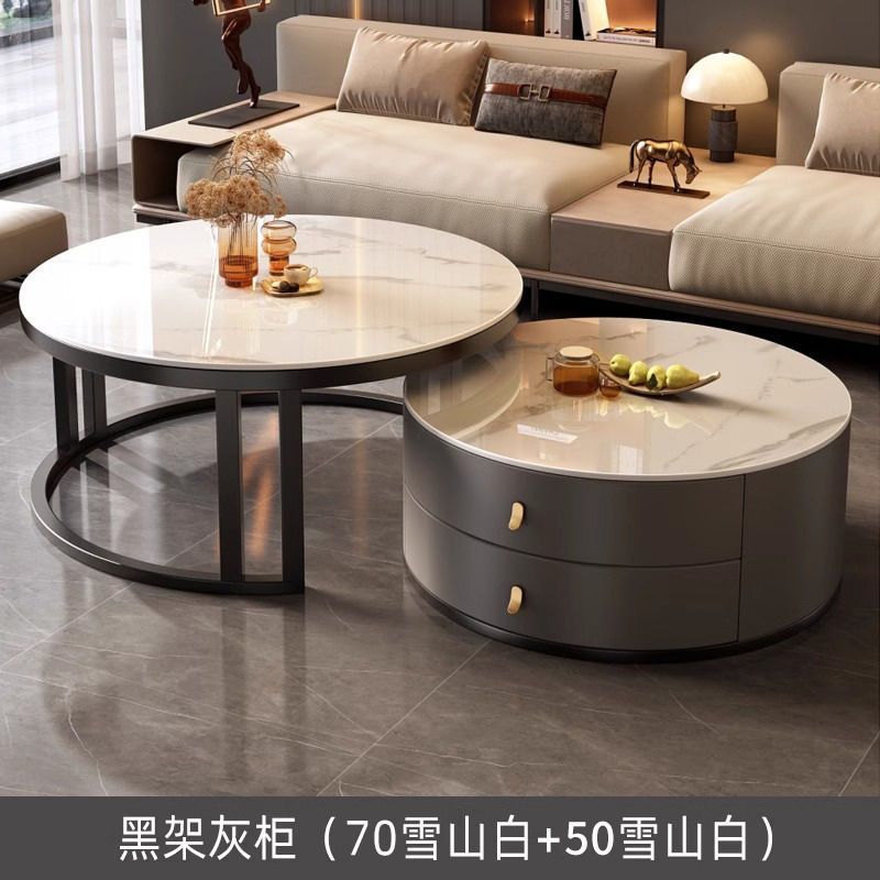 New arrivalaccessible luxury coffee table living room for homecasual modern small apartment classy table round slate popular retractable