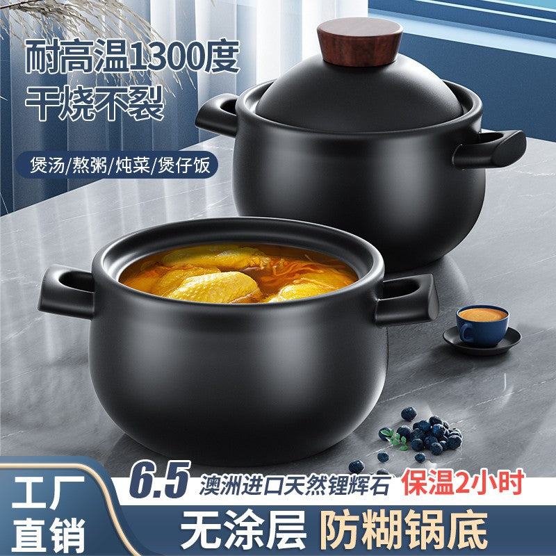 Ceramic casserole stew pot soup pot for home gas stove special high temperature resistant dry burning non-cracking casserole soup pot porridge pot