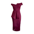 D214   summer short-sleeve bodycon solid color slit ol off-shoulder european and american style dress - cross-border formal dress