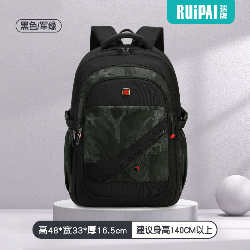 Ruipai junior high school student schoolbag for men and women, large-capacity simple backpack for men, reduce the burden on sixth-grade primary school students schoolbag