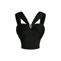 European and american cross-border niche design women's black criss-cross strap metal buckle slim-fit cropped tank top - fashionable and versatile