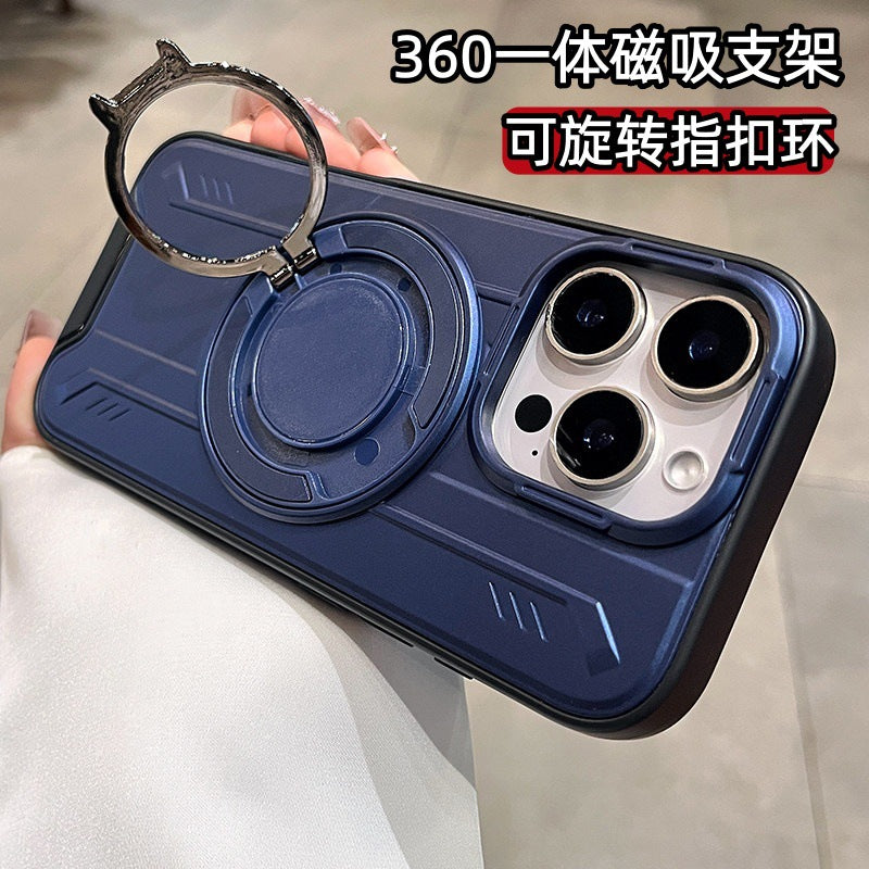 Lingsheng rotating integrated magnetic holder is suitable for iphone17pro mobile phone case armor anti-fall apple 11 cross-border