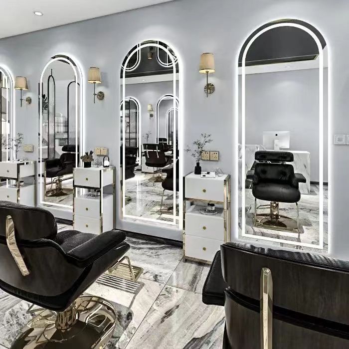 Hairdressing shop popular mirror wall-mounted hairdressing mirror table single-sided light mirror wall-mounted hair salon led mirror special smart