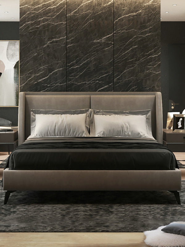Nordic modern simple bedroom double bed Italian minimalist model room studio villa fabric bed master bedroom wedding bed