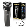 Full body washable shaver for men, lithium battery, lcd display, triple blade head, motorized, led floating shaving