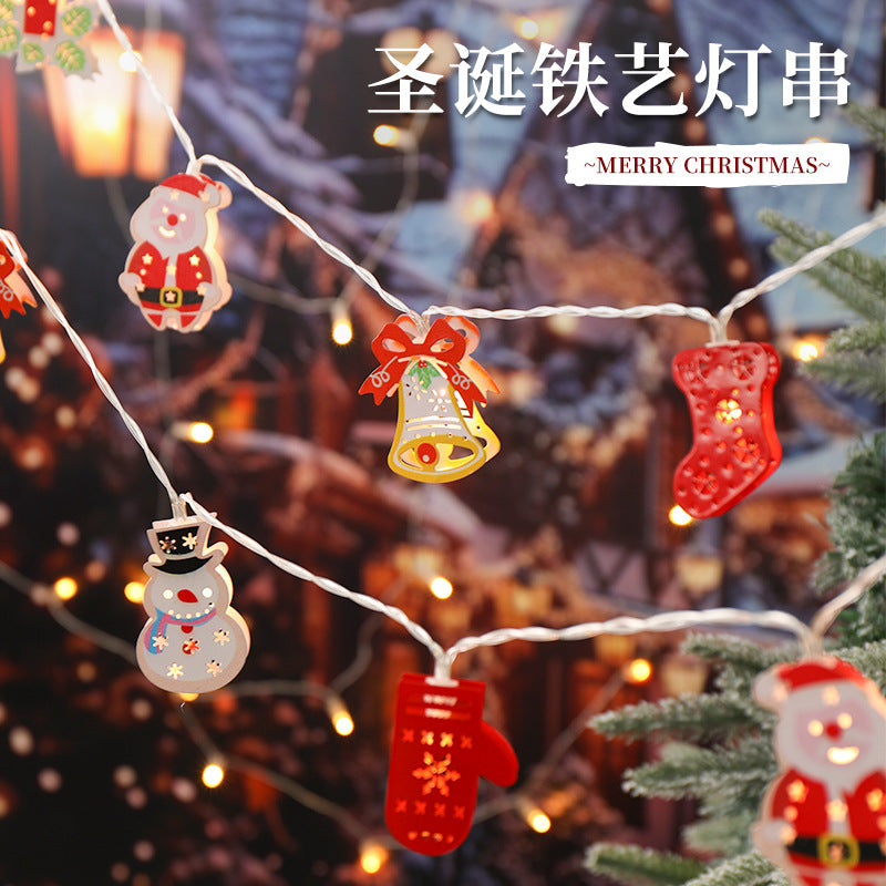Christmas wrought iron light string, holiday arrangement, birthday party party, shop decoration light beads LED light string colorful lights