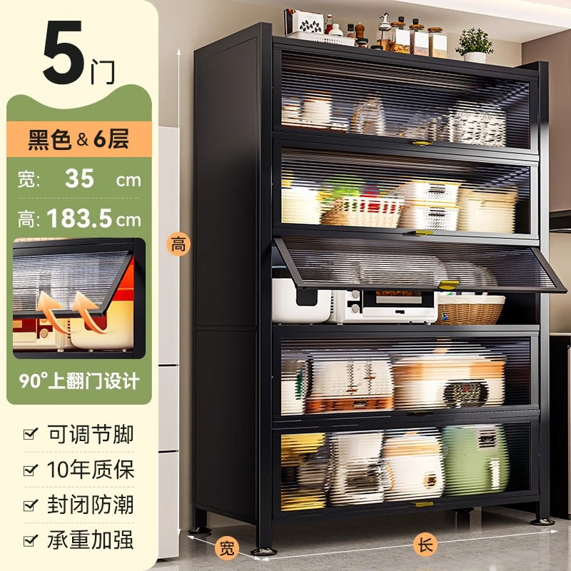 Kitchen storage rack floor-standing multi-layer dust-proof storage cabinet microwave oven for home with door multi-functional cabinet storage cabinet