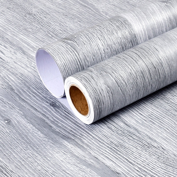 Wholesale Furniture Renovation Wall Sticker Grey Imitation Wood Grain Self-Adhesive Wallpaper Desktop Cabinet Sub Door Sticker Renovation Wallpaper Film
