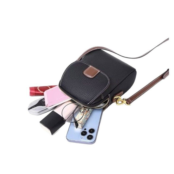 Top-grain leather 2024 new trendy fashion shoulder bag, stylish women's phone bag, soft leather versatile genuine leather handbag
