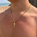 European and american cross-border tmue hot-selling men's twisted rope chain hip hop trendy chain cross pendant necklace