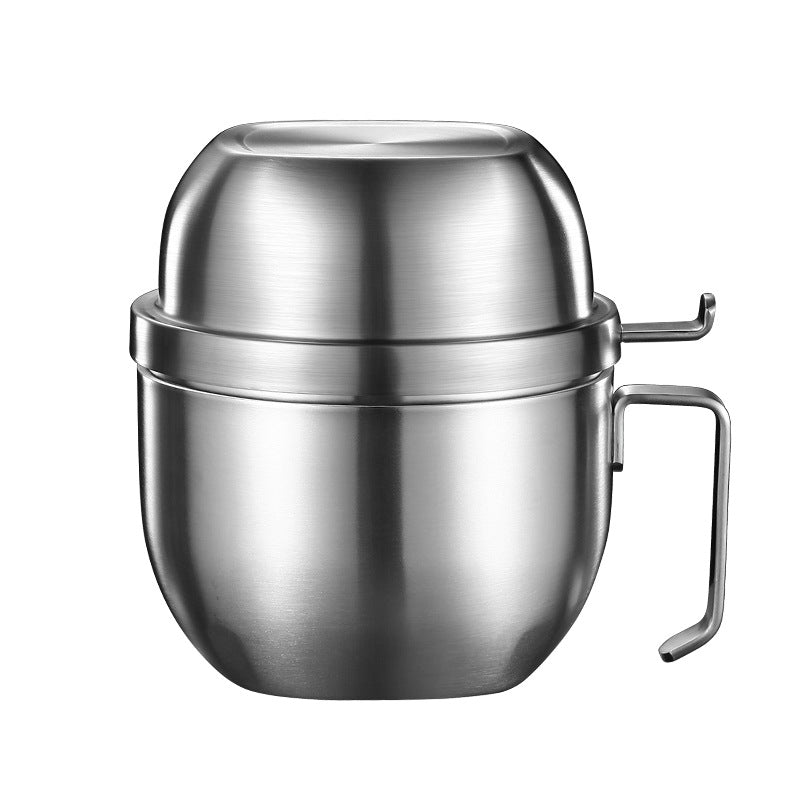 304 stainless steel lunch box, instant noodle bowl with lid, drain-type noodle mixing bowl, soup bowl, rice bowl, large-capacity bento box, lunch box.