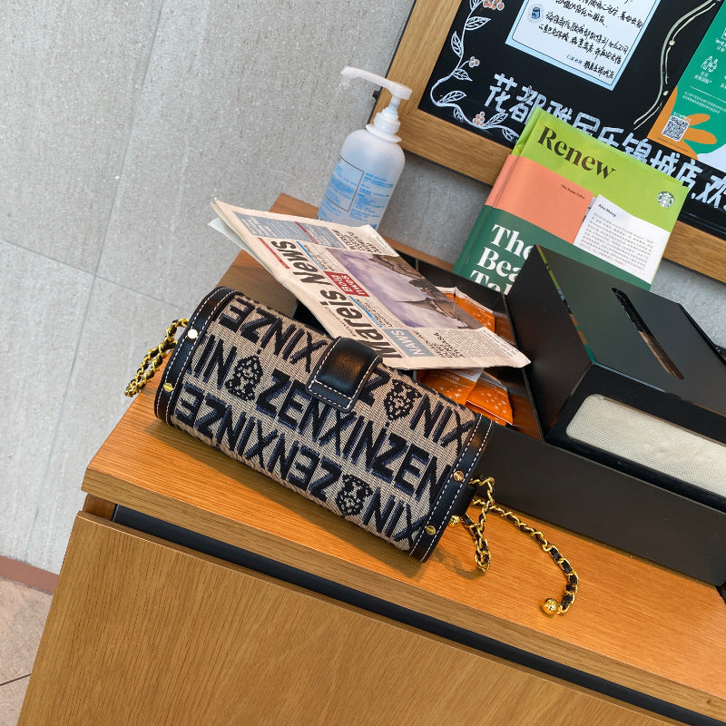 Retro Babylon chain bag, cylinder pillow, shoulder bag, niche design, simple personality, versatile messenger bag