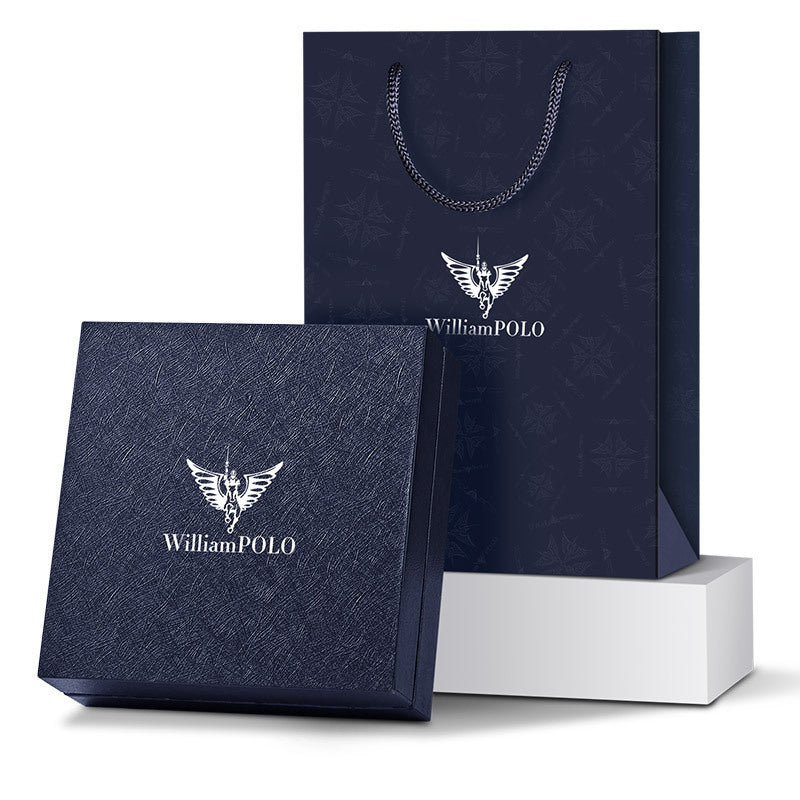 Emperor Paul Solid Wood Gift Box Belt Wallet Gift Gift Mahogany Gift Box Blue Gift Box Manufacturer Genuine Wholesale