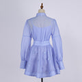 Export spring and summer stand-up collar lantern long sleeves waist single-breasted beaded shirt tops+a-line skirt skirt suit
