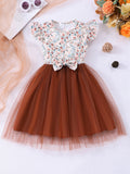 Girls' (toddler) dress, summer flutter sleeve fish scale mesh