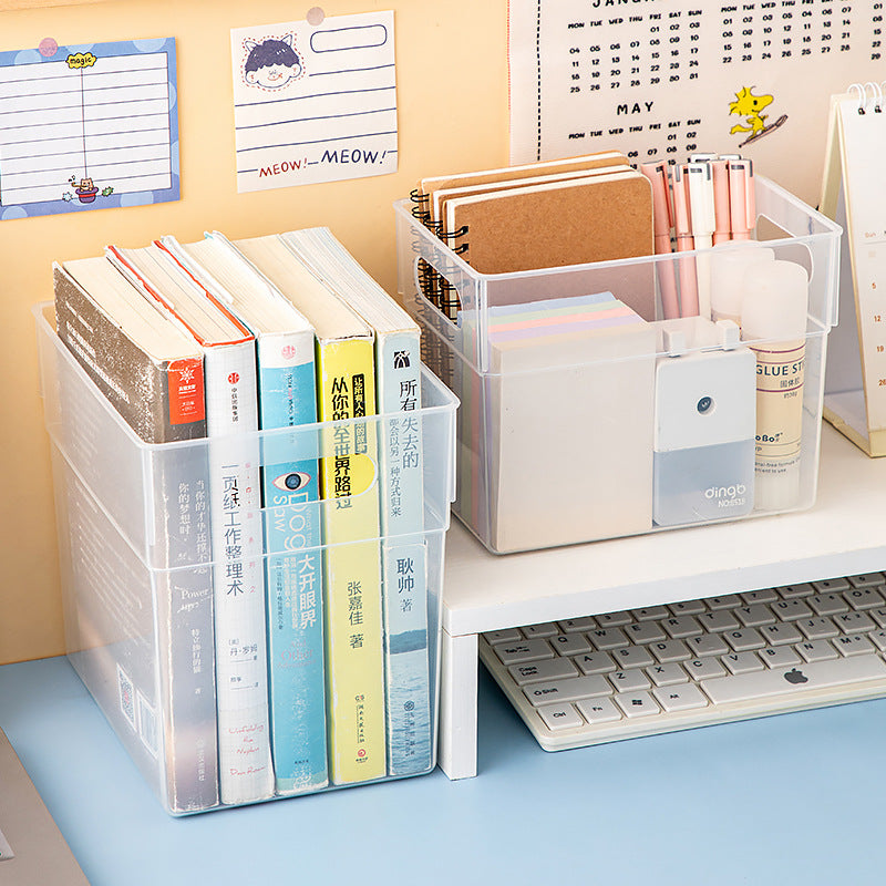 Desktop Drawer Marker Stationery Storage Box Plastic Transparent Pen Holder Sundries A4 Book File Storage Box Wholesale