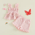 Girls' casual shirred tank top and shorts set