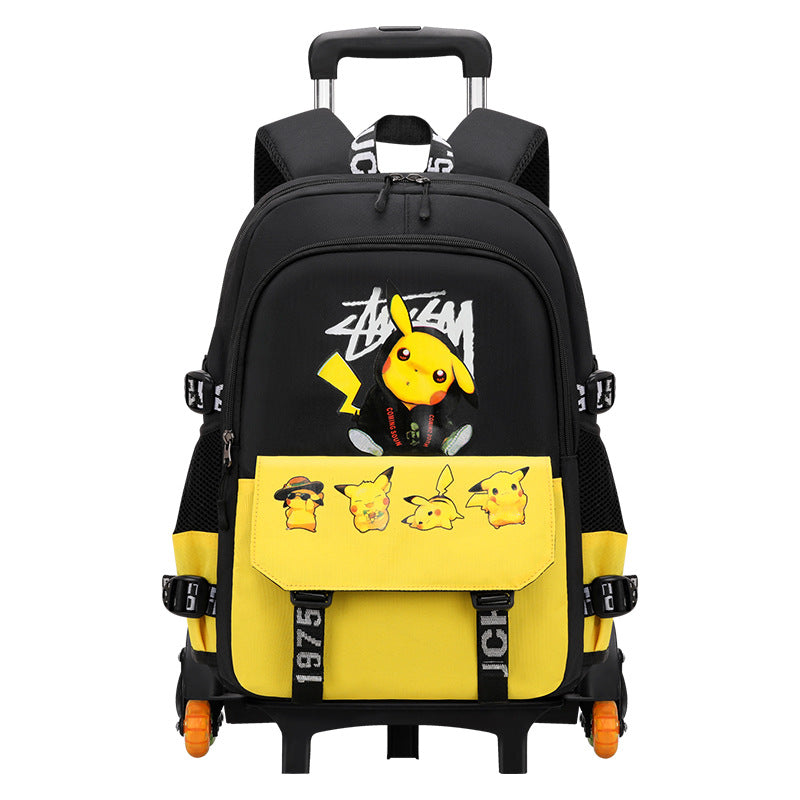 Primary school students tie rod schoolbag men's and women's six-wheel staircase climbing removable tie rod schoolbag second to sixth grade factory direct sales