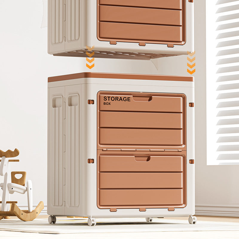 Wheeled storage box Organizing box Large capacity clothing storage Large household flip folding seasonal clothes storage box