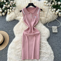 Frenchretro socialite tweed stylefashioncontrast colorembroiderpolo collar sleeveless waist slimming lookknittingdress women