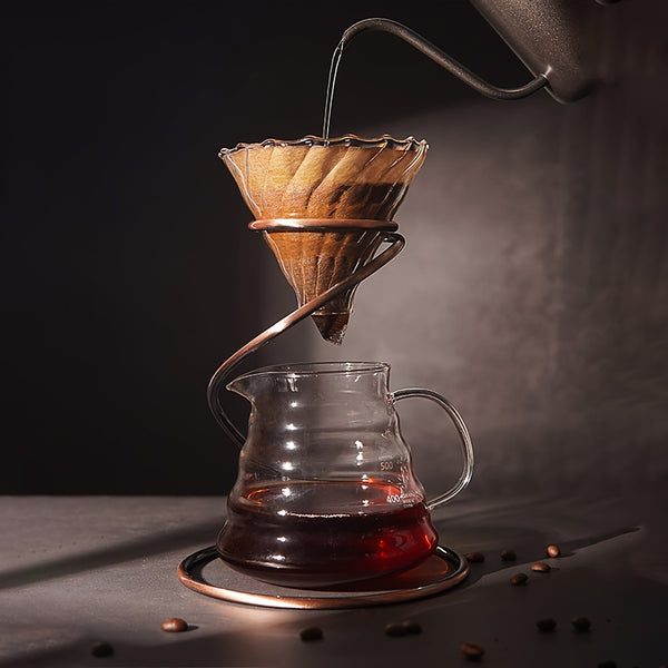 Cross-border handmade brewed coffee holder outdoor bracket filter cup holder retro bronze handmade coffee filter cup holder