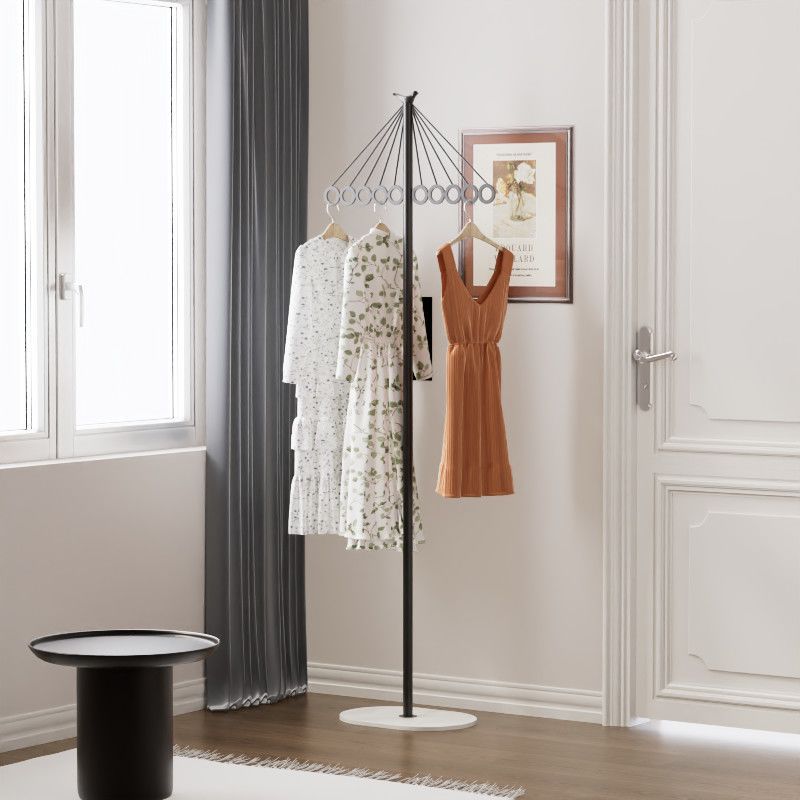 Luxury-feel metal coat rack with sturdy base - freestanding overcoat and windbreaker storage rack with multiple hooks for decorative storage