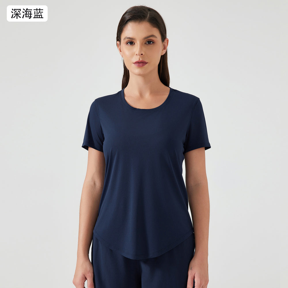 New lightweight, breathable, quick-dry, loose-fit activewear top - versatile, slimming, and figure-flattering short-sleeve yoga shirt d25017
