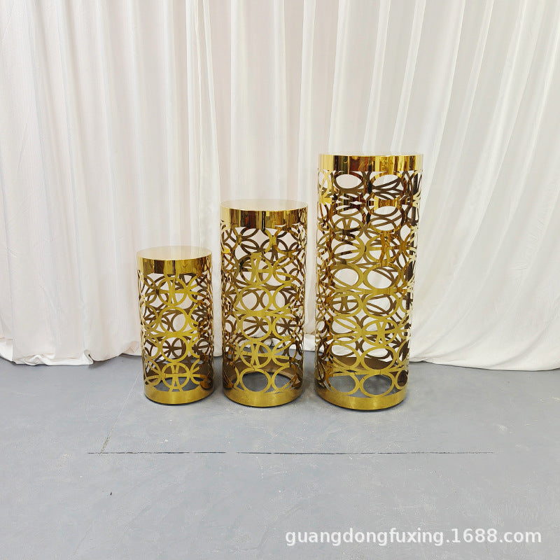 Nordic wedding decoration metal stainless steel rack flower stand birthday party cake table dessert three-layer display stand