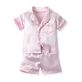 Boys' imitation ice silk pajamas - new summer collection for cross-border e-commerce, kids' short-sleeve loungewear, trendy summer air conditioning clothing for boys