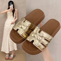 Casualthick sole sandals women's new arrival woven frenchfashionelegantcasual one-line beach soft bottom slippers for women