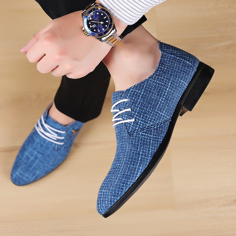Men's plus size canvas shoes - breathable pointed toe linen canvas dress shoes - business casual shoes - beijing old cloth shoes