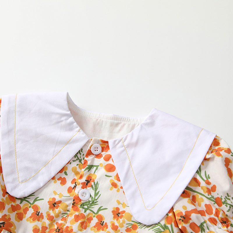 Girls' dress, category a,  short-sleeve baby dress, girls' summer dress, children's square neck baby birthday princess dress