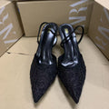 Za's 2026 new women's low-heel elegant sequin pumps - closed-toe, low-cut, back-strap flats